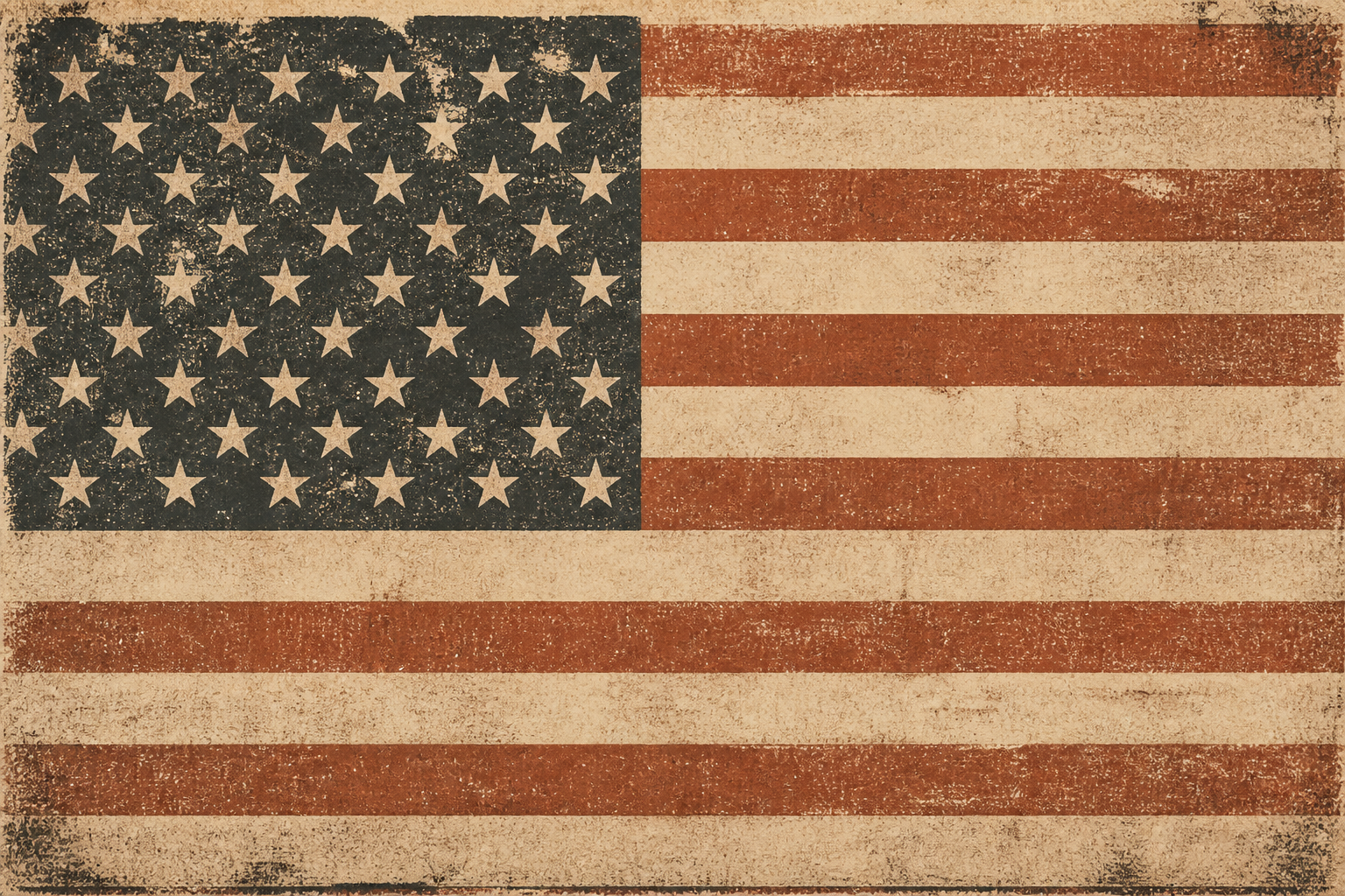 Weathered American flag print